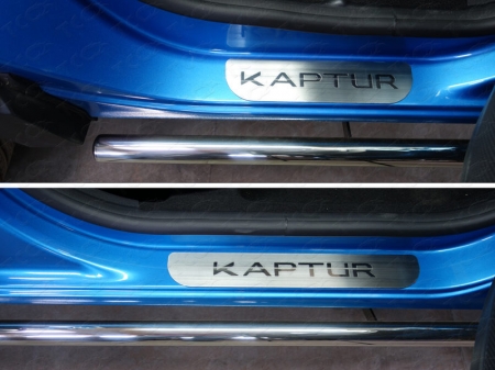 Renault Kaptur 2016- Накладки на пороги (лист шлифованный надпись Kaptur)